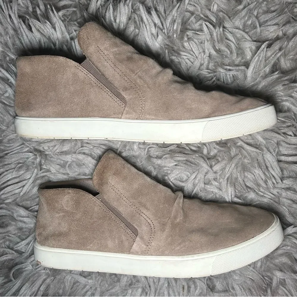 Vince neutral ruched suede slip on sneakers women’s shoe size 9